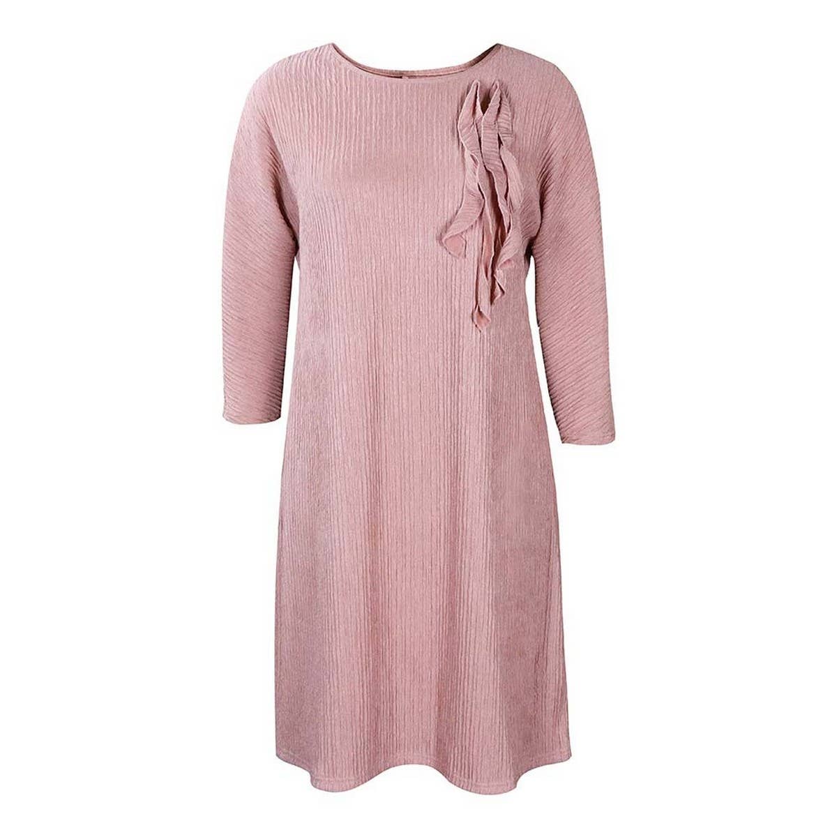 SOLID COLOR LOOSE CASUAL ROUND NECK DRESS_CWDSD6164