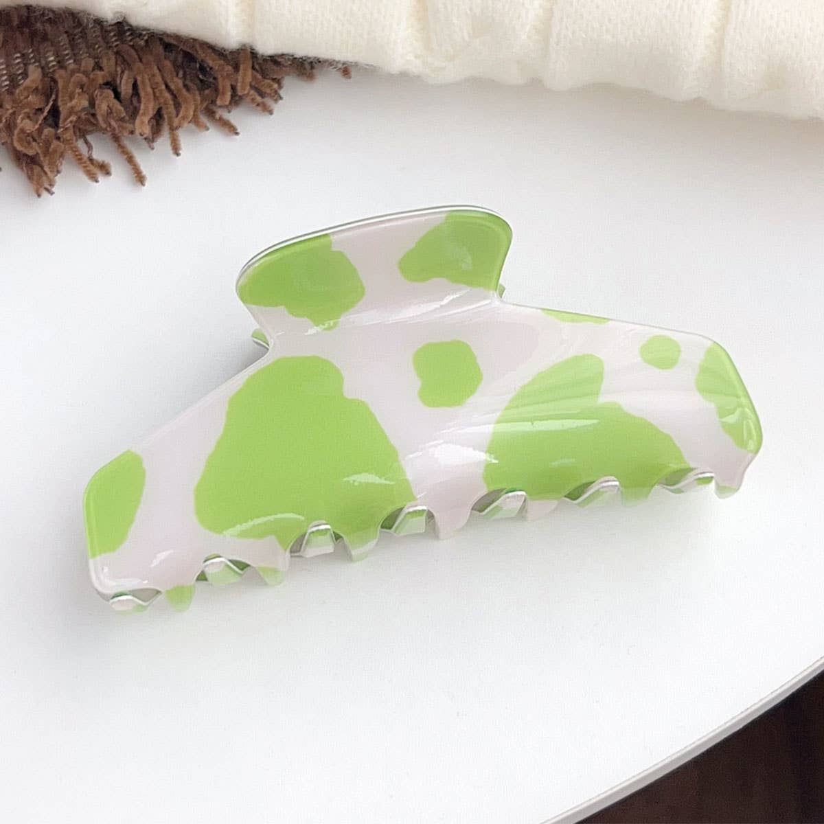 Colorful zebra print gripper French shark clip