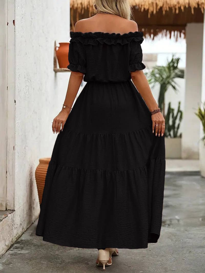 One-shoulder,cinched waist and side-slit dress