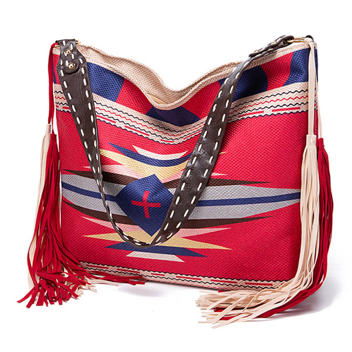 WOMEN CANVAS ETHNIC TRAVEL TASSEL BAGS_CWAB0560