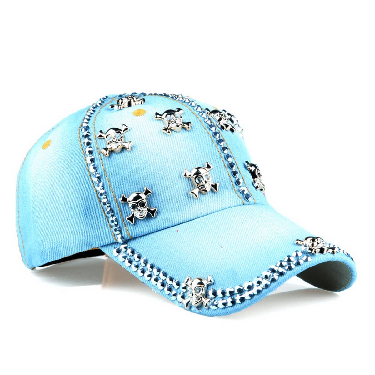 Rhinestone Skull Denim Baseball Cap Sun Hat_CWAH1069