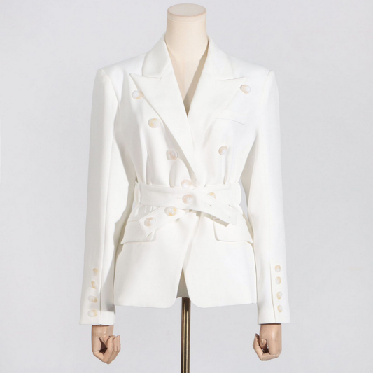 Chic Spring Button-Trimmed Blazer for Women