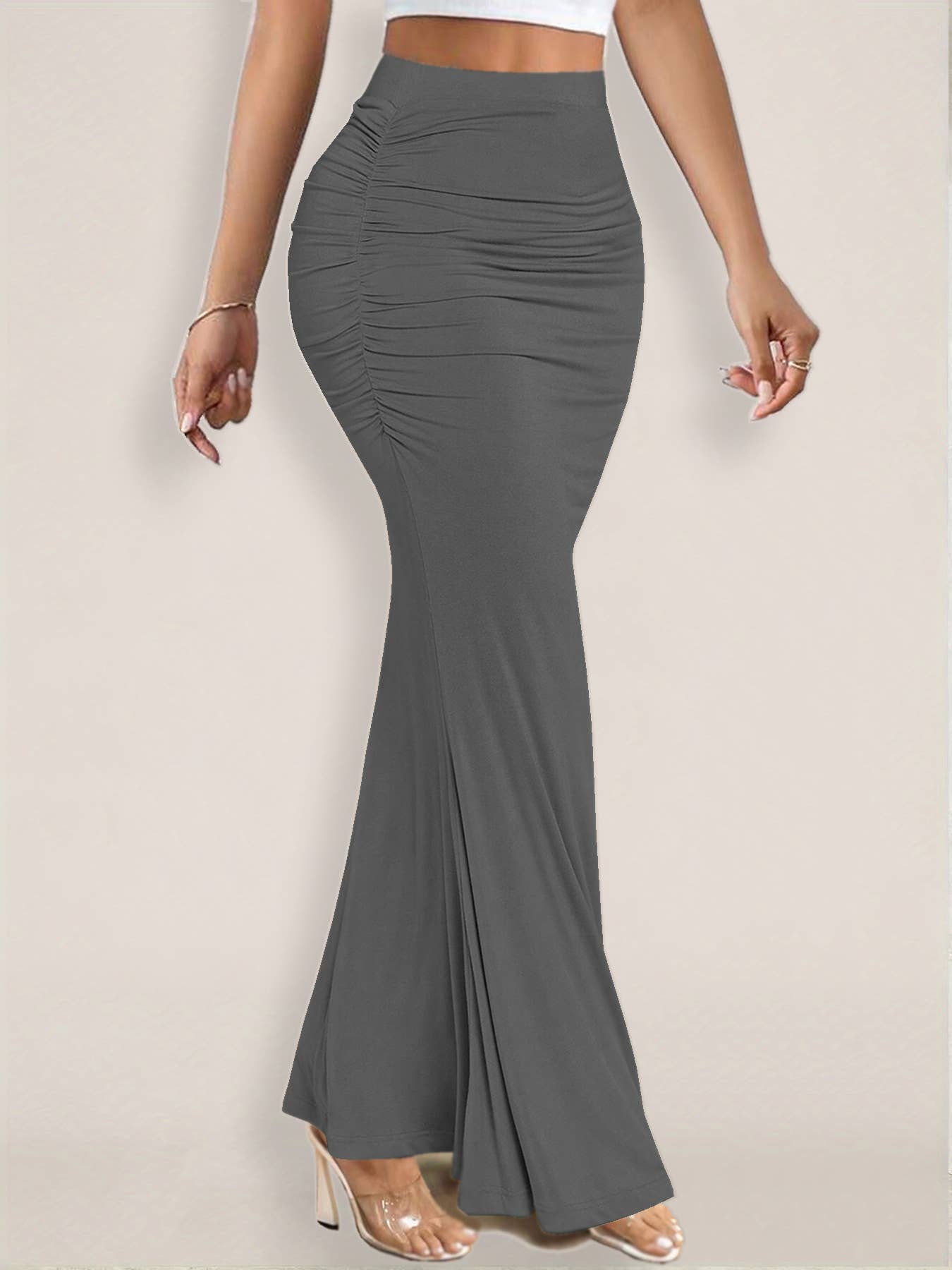 Sexy slim-fit bag hip pleated skirt long skirt