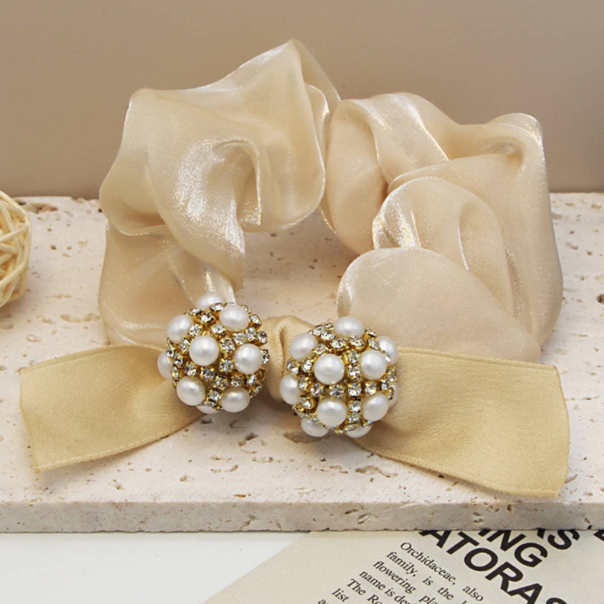 FASHION RHINESTONE PEARL BOW HAIR TIES_CWAHA0505