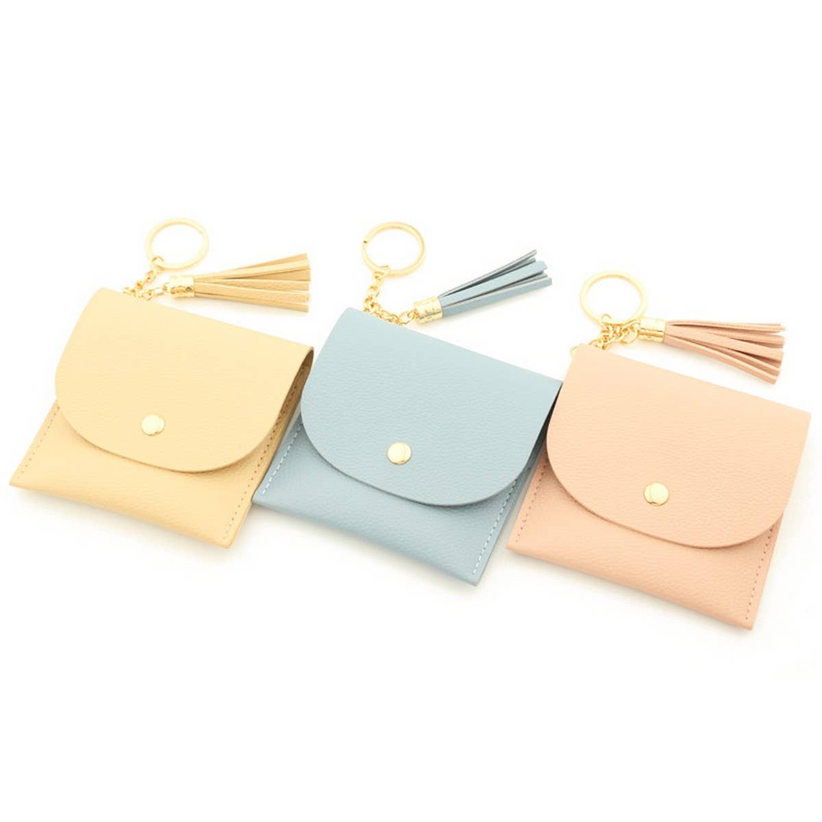 Solid PU Card Wallet with Tassel & Keychain_CWAB4965
