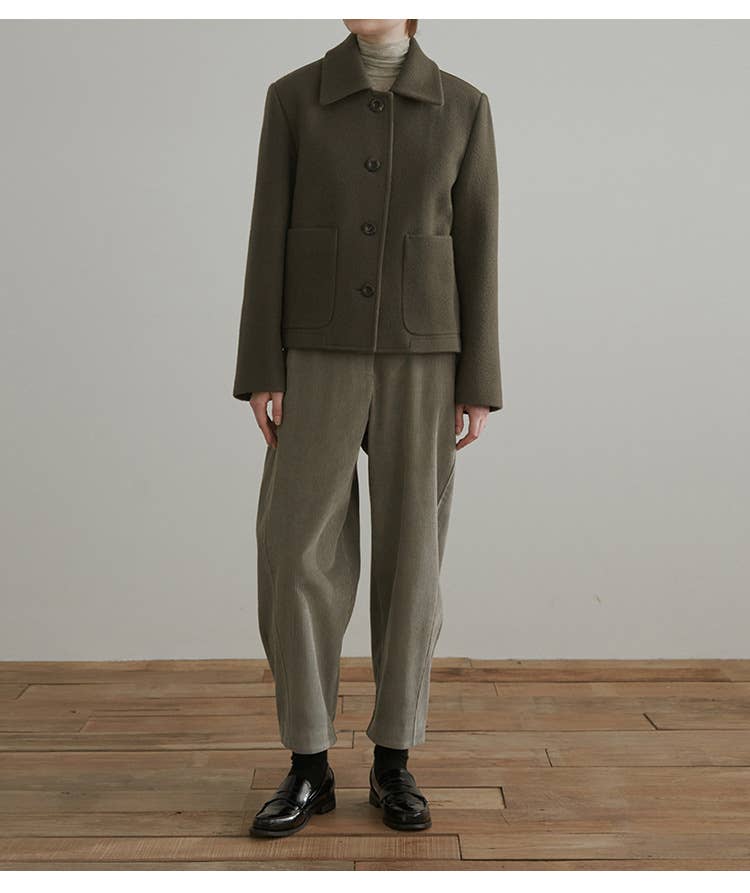 LOOSE COMFORTABLE HIGH-WAISTED CORDUROY PANTS