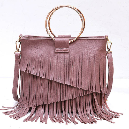 WOMEN FASHION TASSEL CLUTCHES SHOULDER BAG_CWAB0798