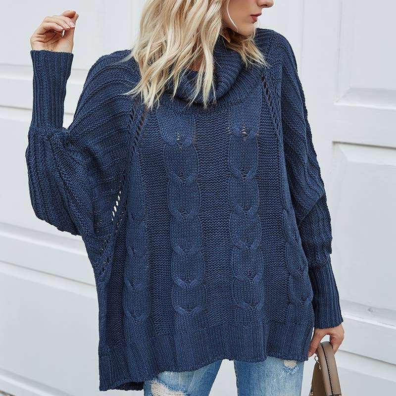 CWOSWL1095_Cable Turtle Neck Long Sleeve Pullover Sweater