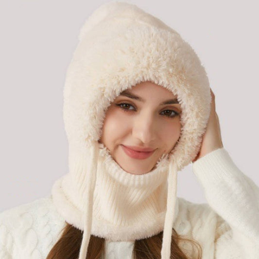 CWAH2208_KNITTED WINTER FLEECE OUTDOOR HAT NECK SET