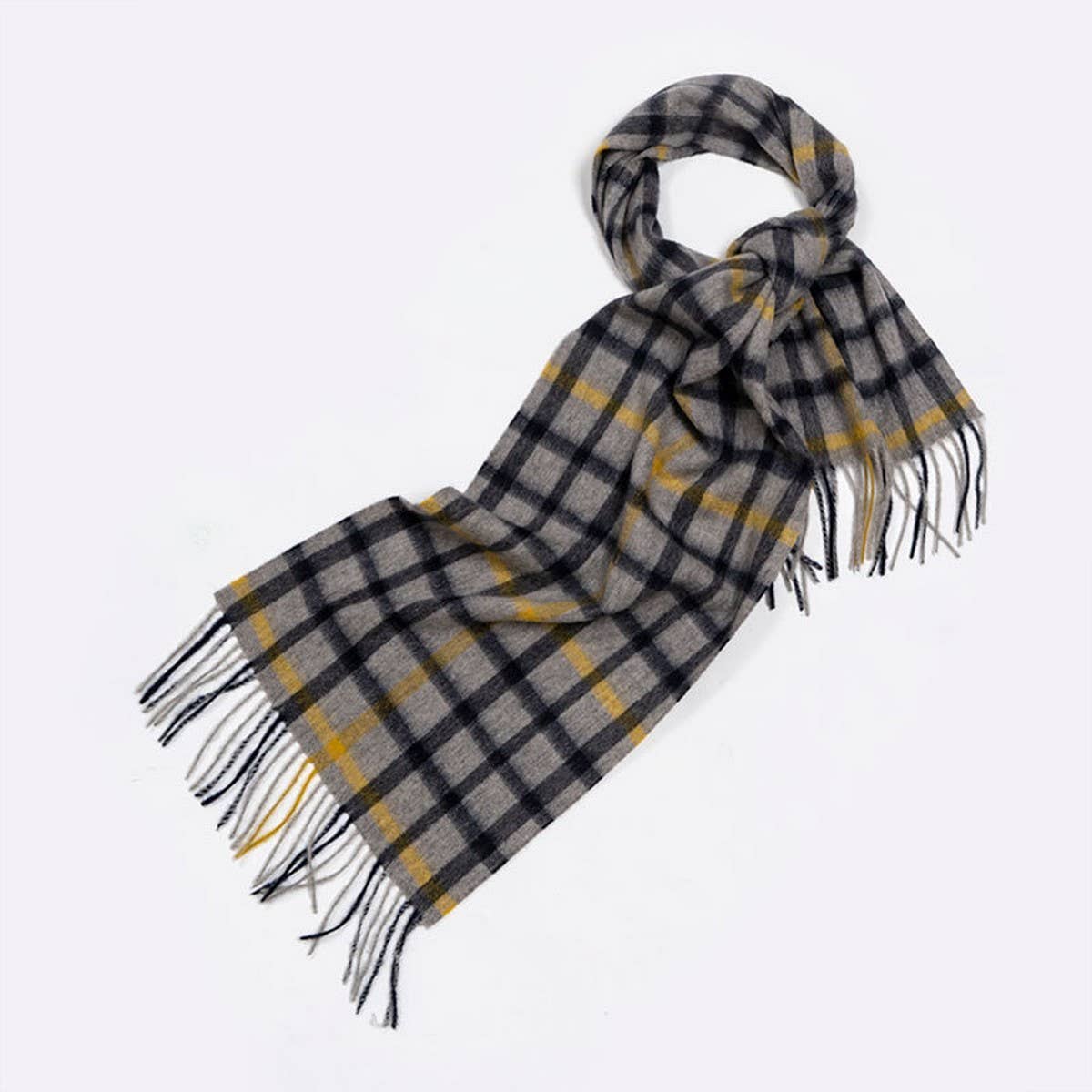 100% Wool Plaid Scarf Red Check Winter Warmth_CWASC2325