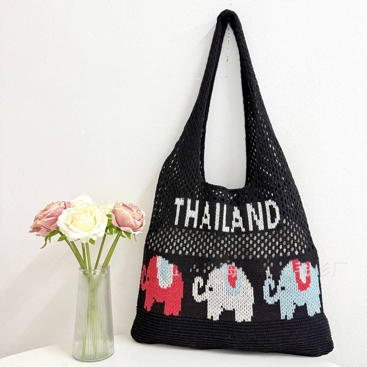 CUAB00632_2025 BOHO ELEPHANT STRAW TOTE BAG BEACH VACATION