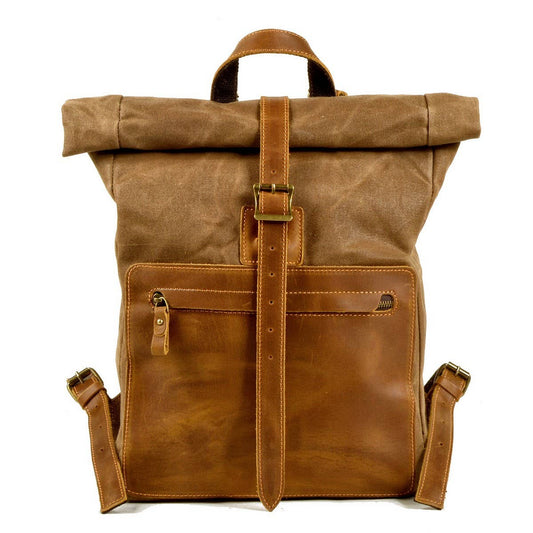 Vintage Waxed Canvas Leather Backpack for Men_CWAB5540