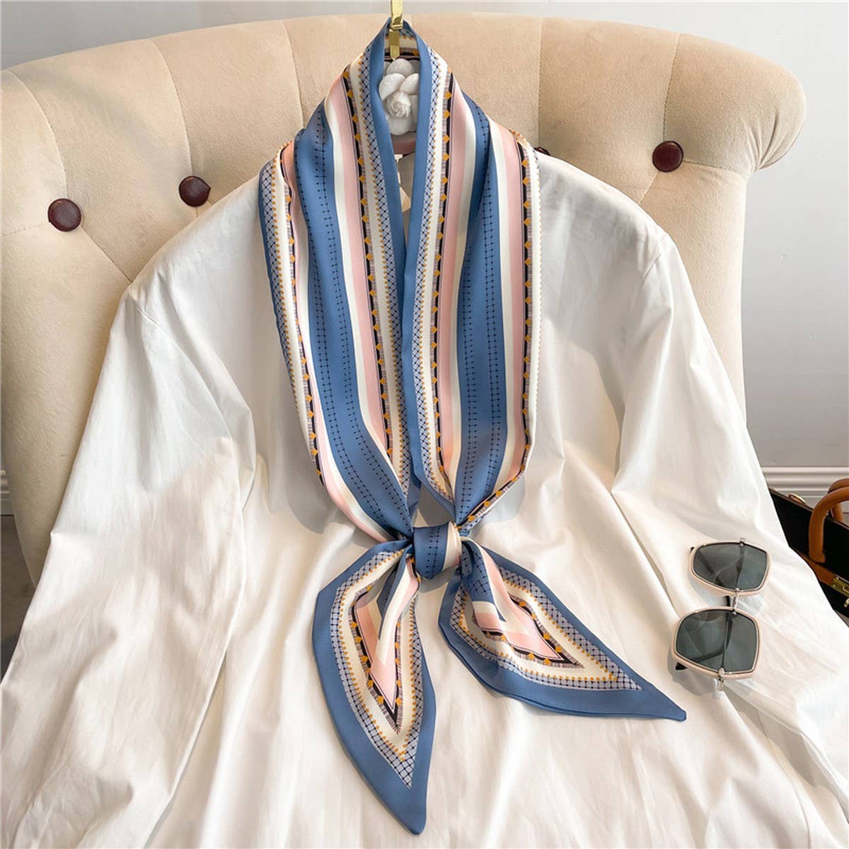 Skinny Silk Scarf for Hair, Neck or Bag Wrap_CWASC1512🎗️