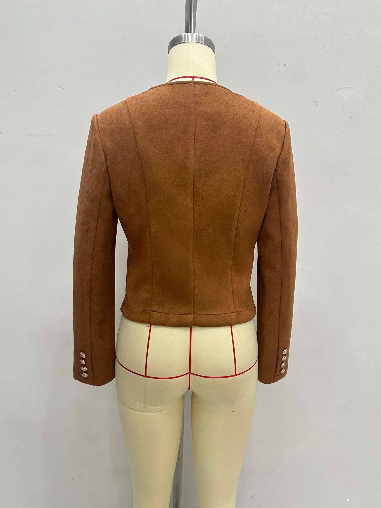 Fashionable metal single-breasted short coat