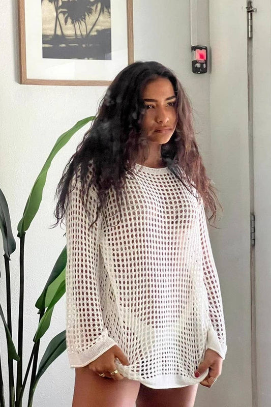 CWTBLL3400_KNITTED CUTOUT HOLIDAY BIKINI BEACH COVER-UP