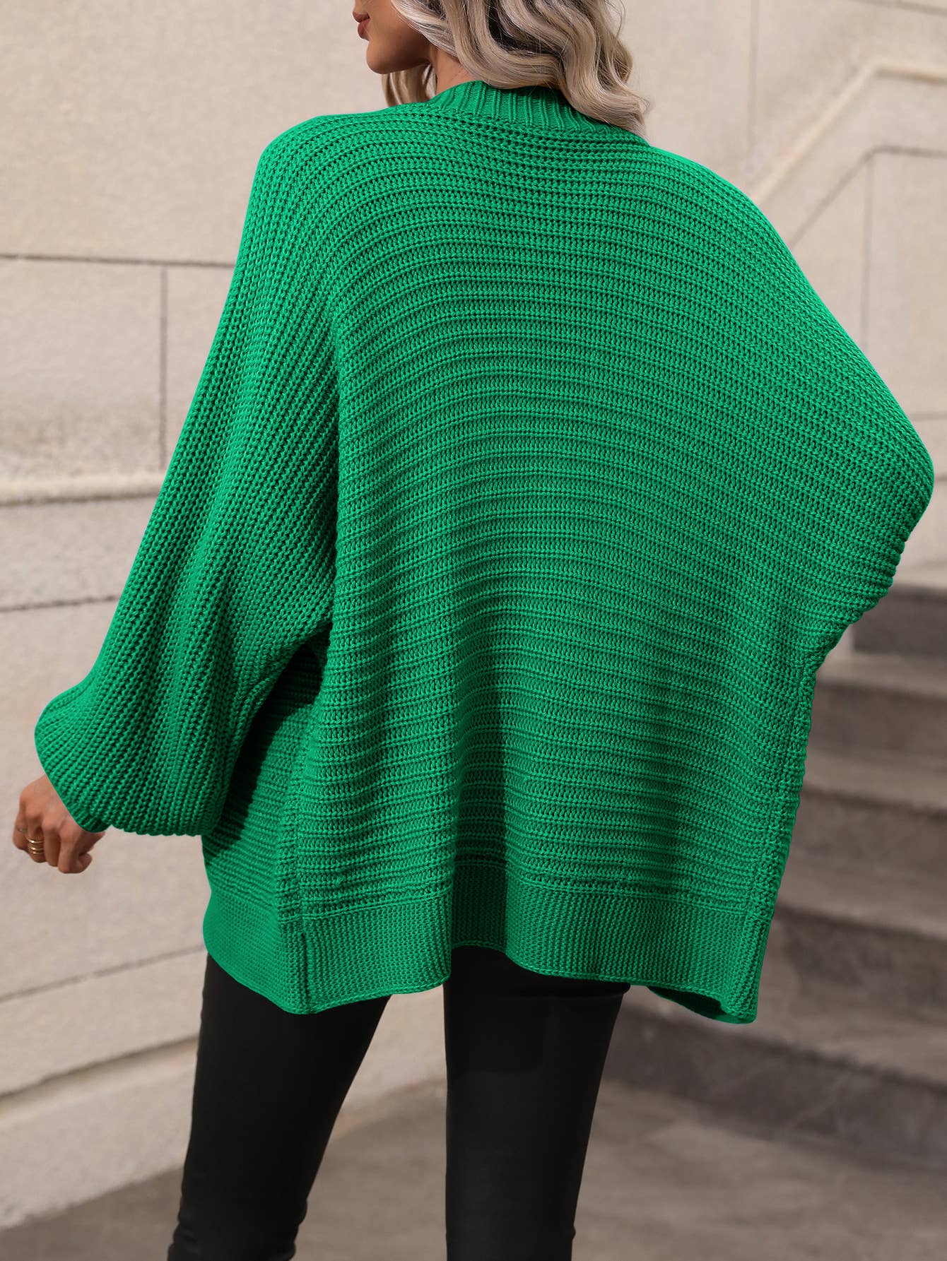 Solid color knit cardigan loose sweater