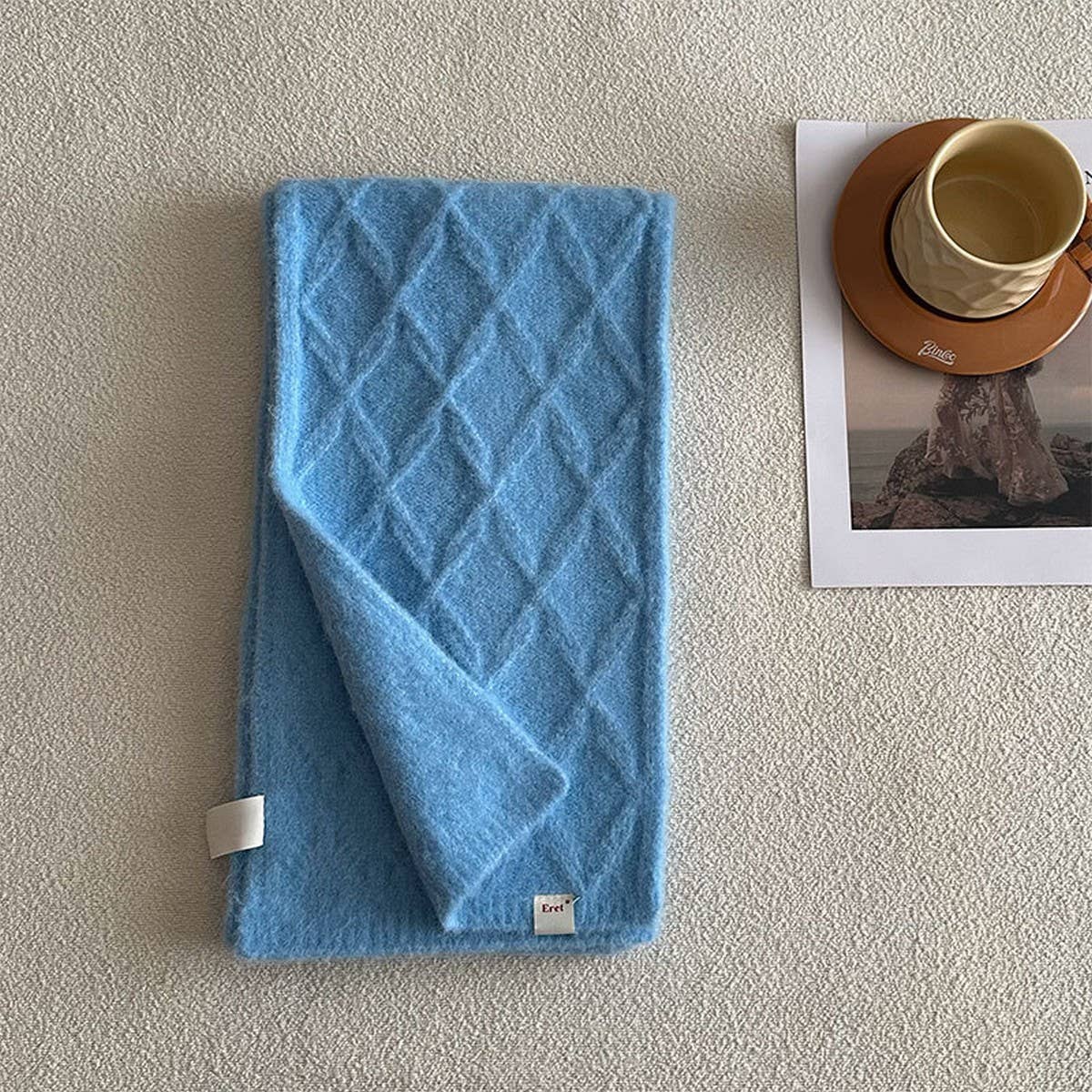 Retro Knit Scarf ??Wool Blend Reversible Wrap_CWASC2355