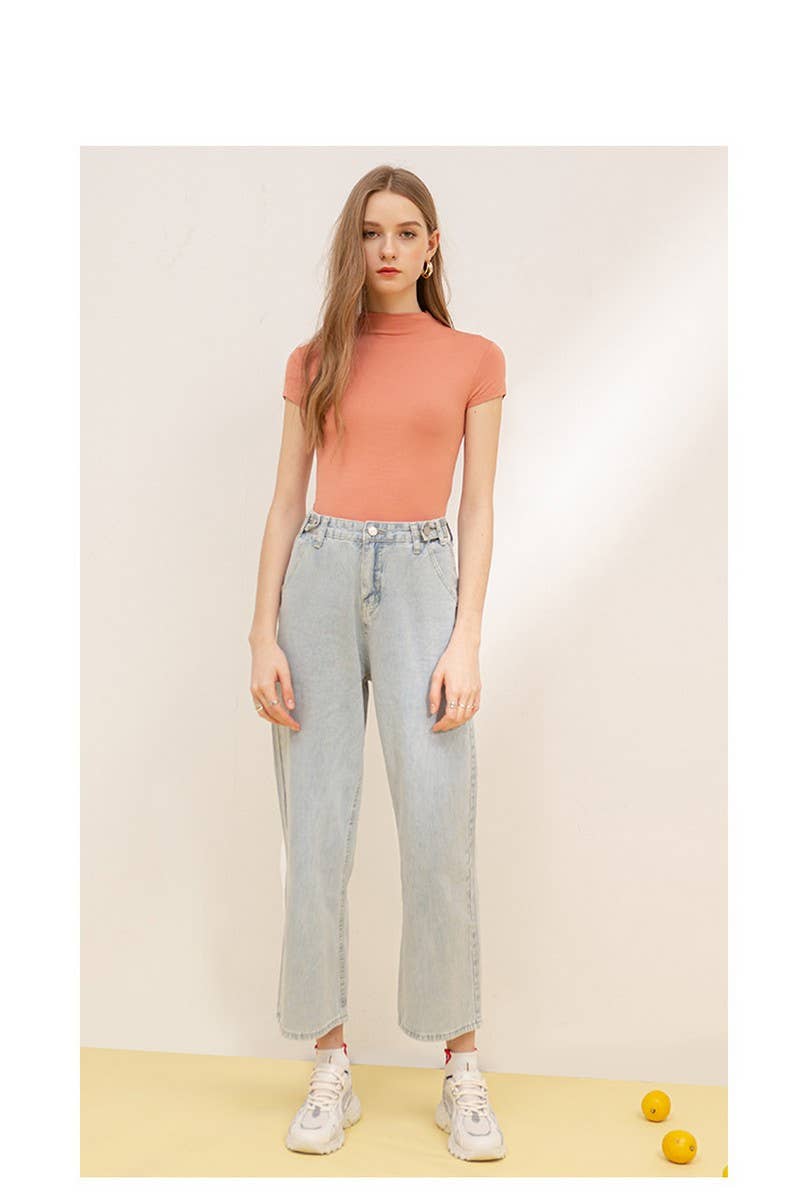 Cwtts0901_Half High Neck Modal Slim Short Sleeve