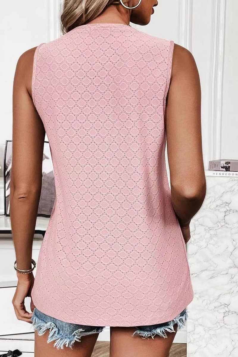 Cwttsl0232_Round Neck Sleeveless Knit Top