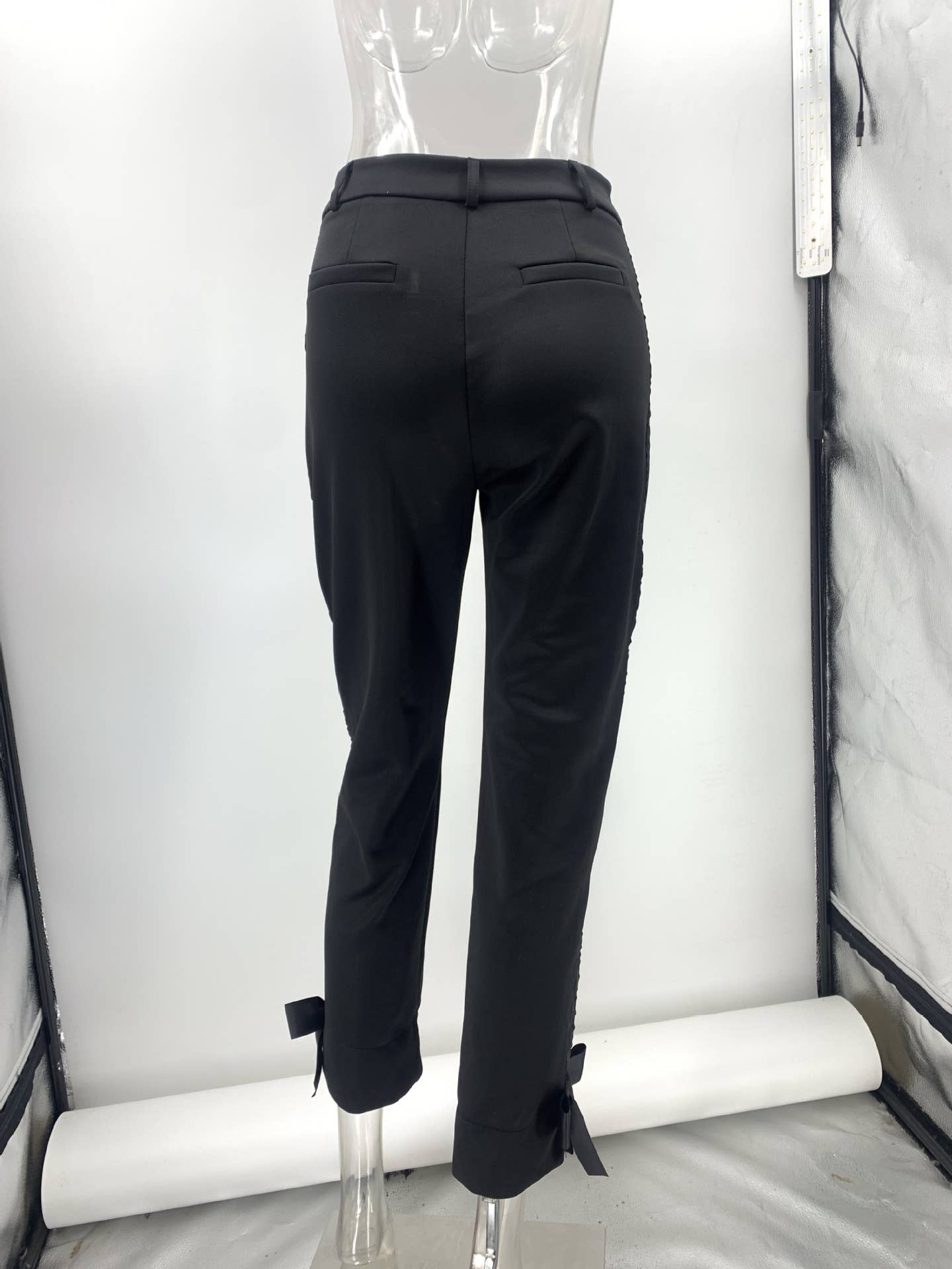 SLIM CASUAL HIGH-WAISTED BOW CROPPED PANTS