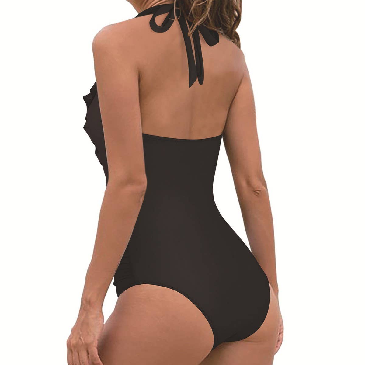WOMEN'S BACKLESS RUFFLED ONE-PIECE SWIMSUIT