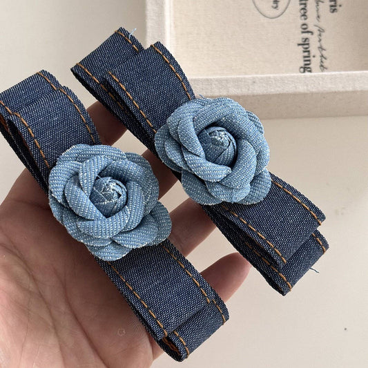 NEW RETRO DENIM CAMELLIA HAIRPIN FOR WOMEN