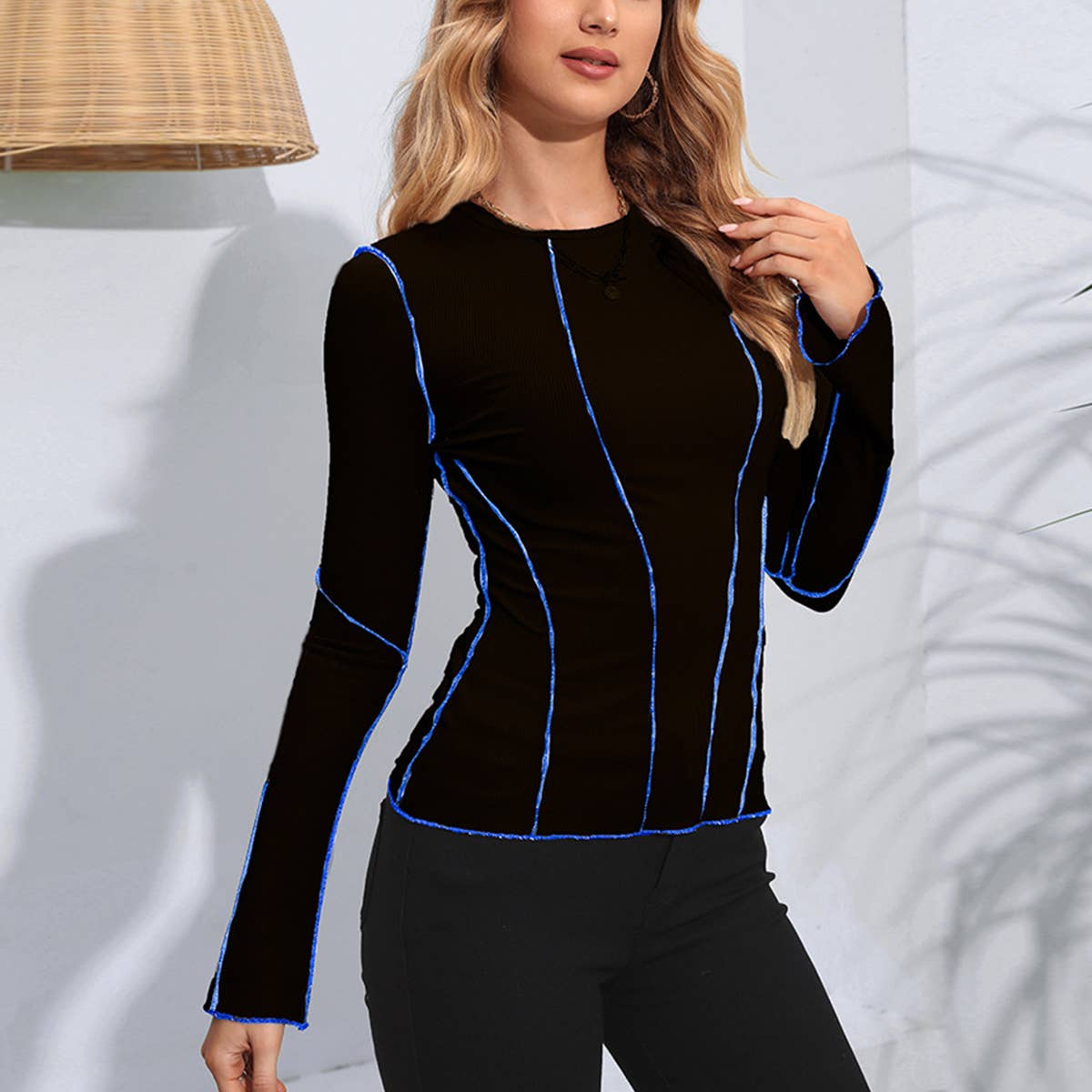 LONG SLEEVE CREW-NECK FLARED SLEEVE PIT TOP