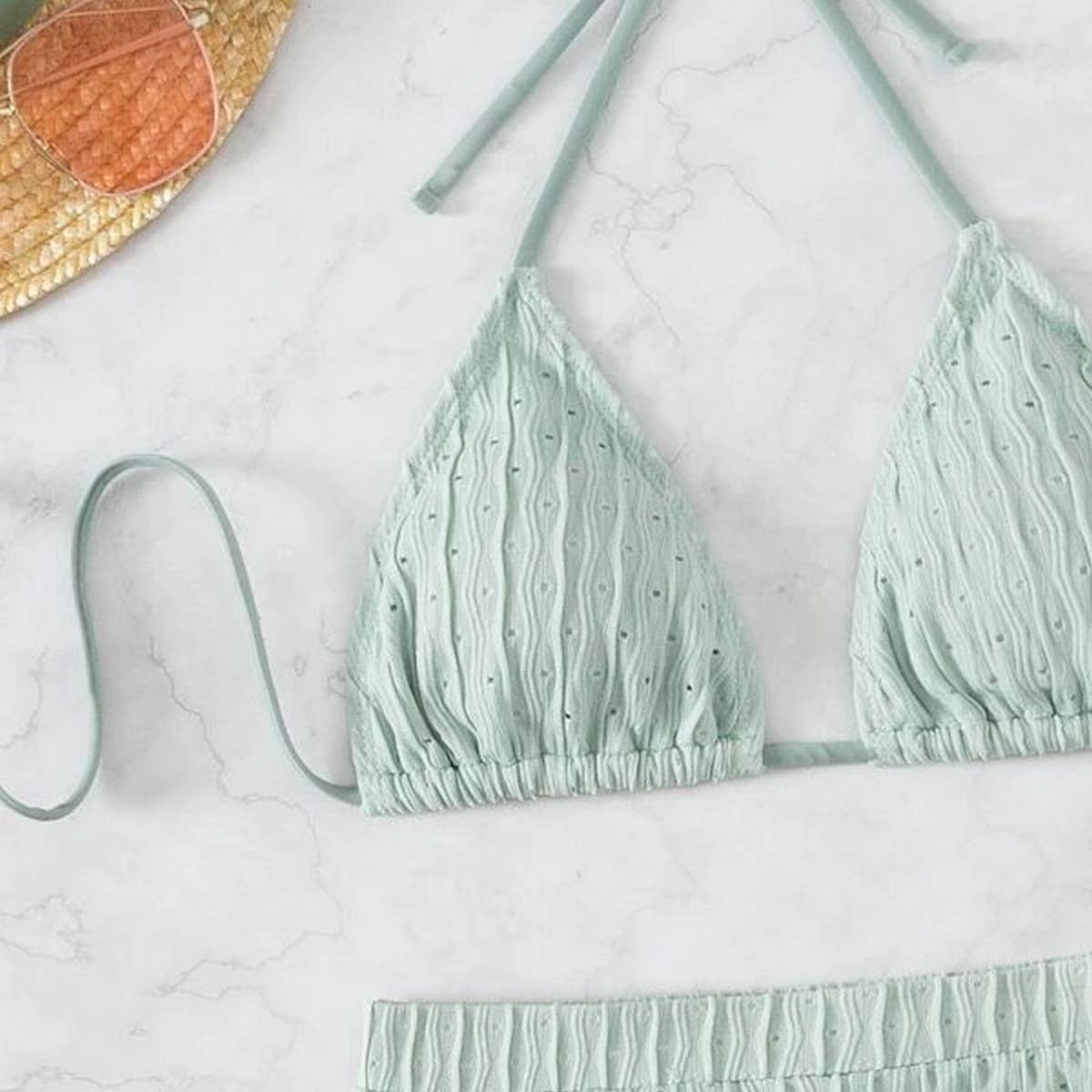 High Waist Bikini Set,Slimming Solid Color Swimsuit