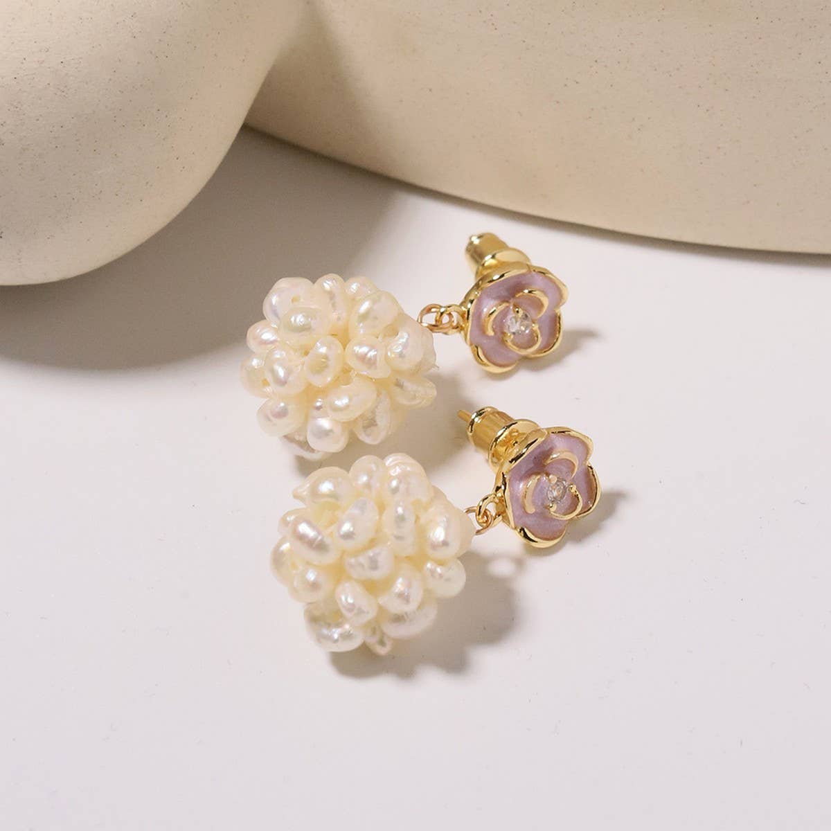 RETRO FASHION ZIRCON ROUND PEARL EARRINGS_CWAJE3792