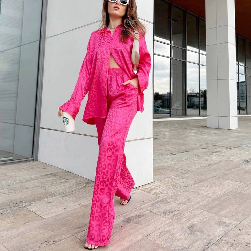 LONG SLEEVE LEOPARD PRINT FASHION WOMEN'S SUIT