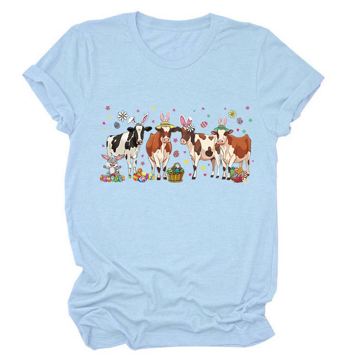 EASTER CASUAL PRINTED ROUND NECK PULLOVER T SHIRT_CWTTS0803