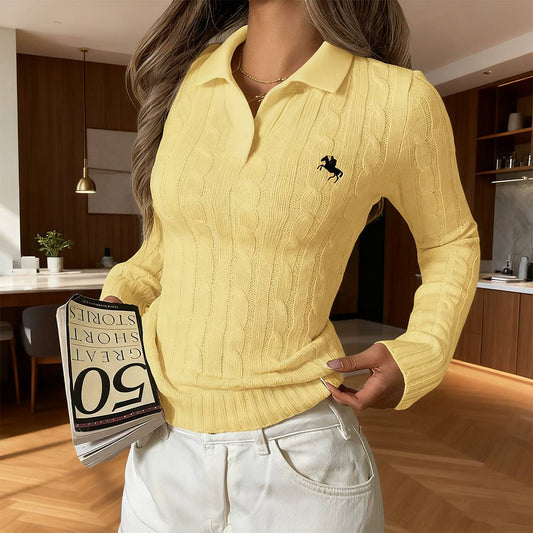 Simple long-sleeved shirt collar knitted sweater