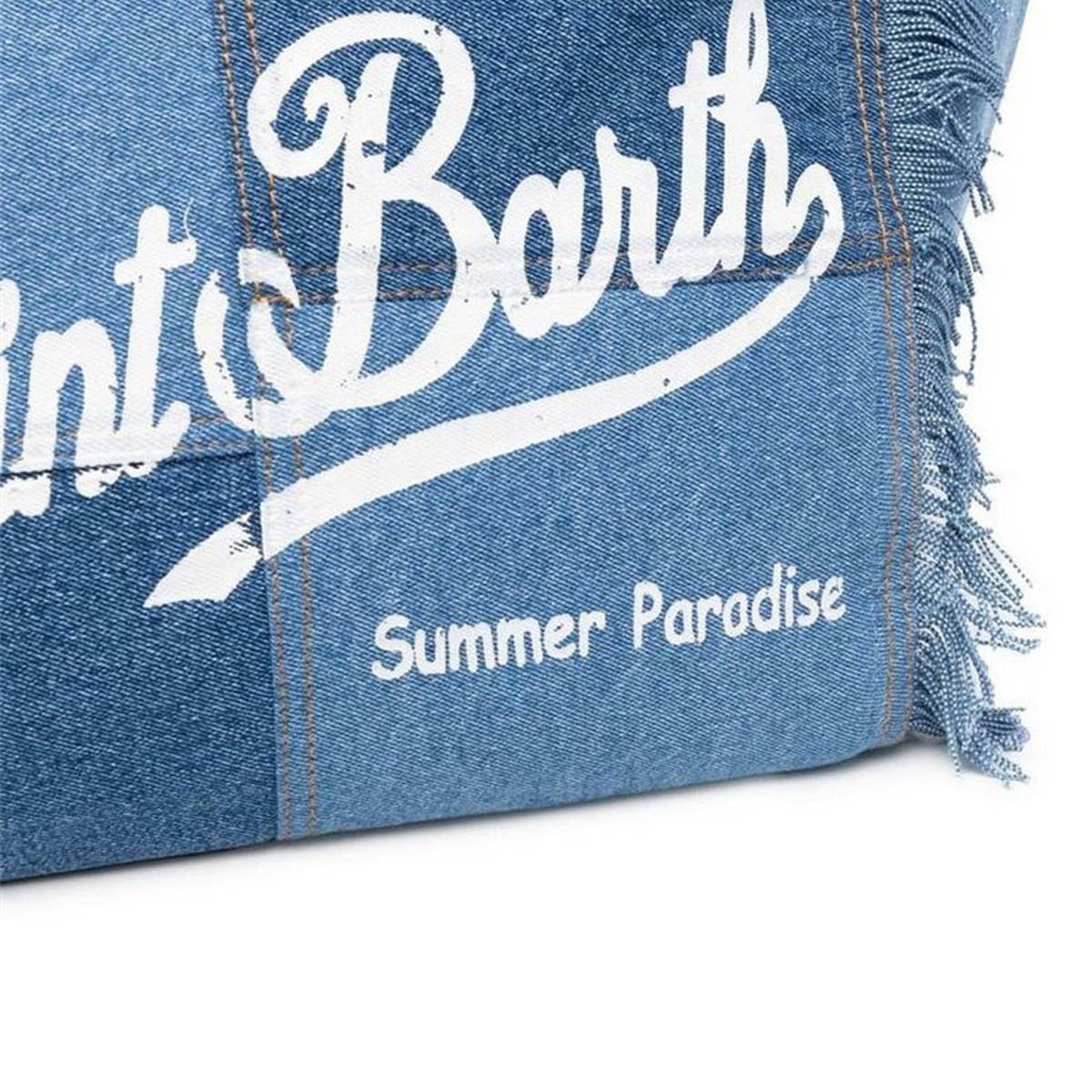 FASHION PRINT DENIM TOTE BAG WITH TASSEL_CWAB1946