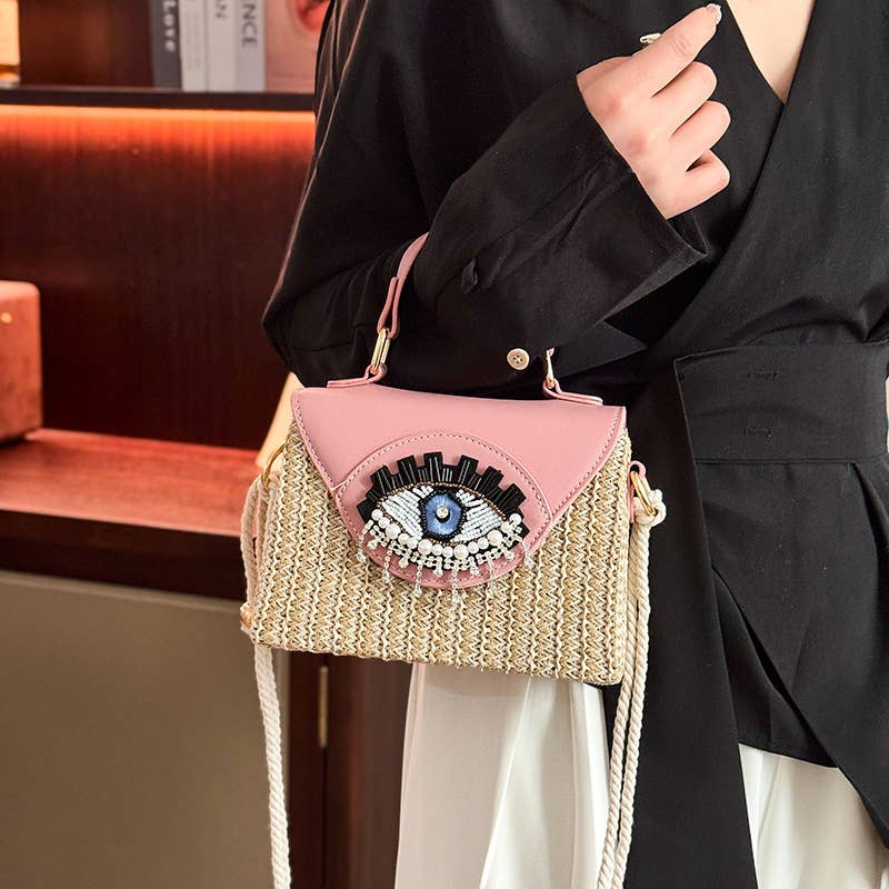 cartoon with big eyes and funny crossbody handbag