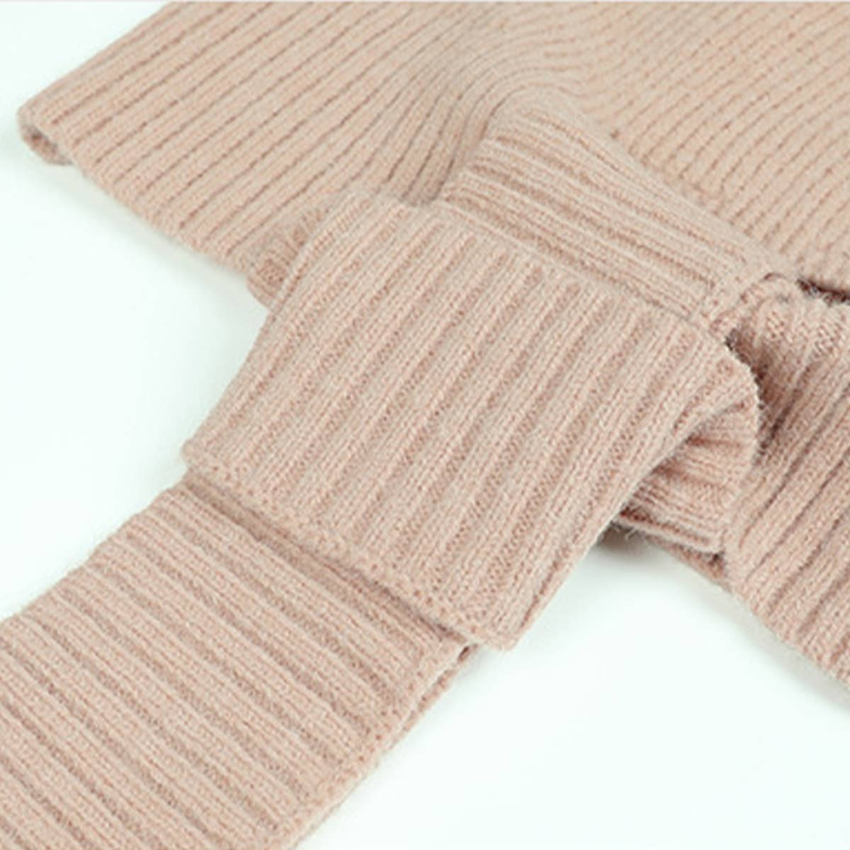 SOLID COLOR LINE NECK LACE-UP SWEATER