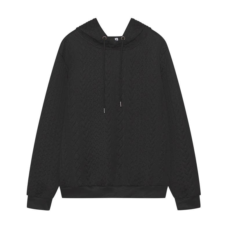 Jacquard laced long-sleeved hooded sweatshirt