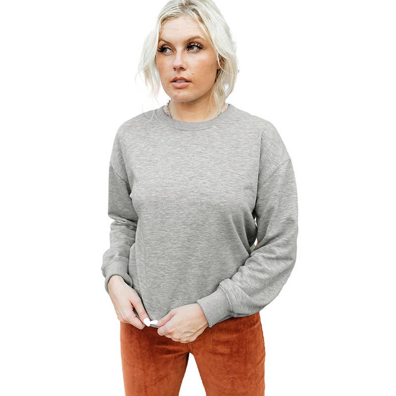 SOLID COLOR LOOSE ROUND NECK PULLOVER HOODIE