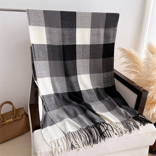 Warm Checkered Scarf Shawl for Cold Weather