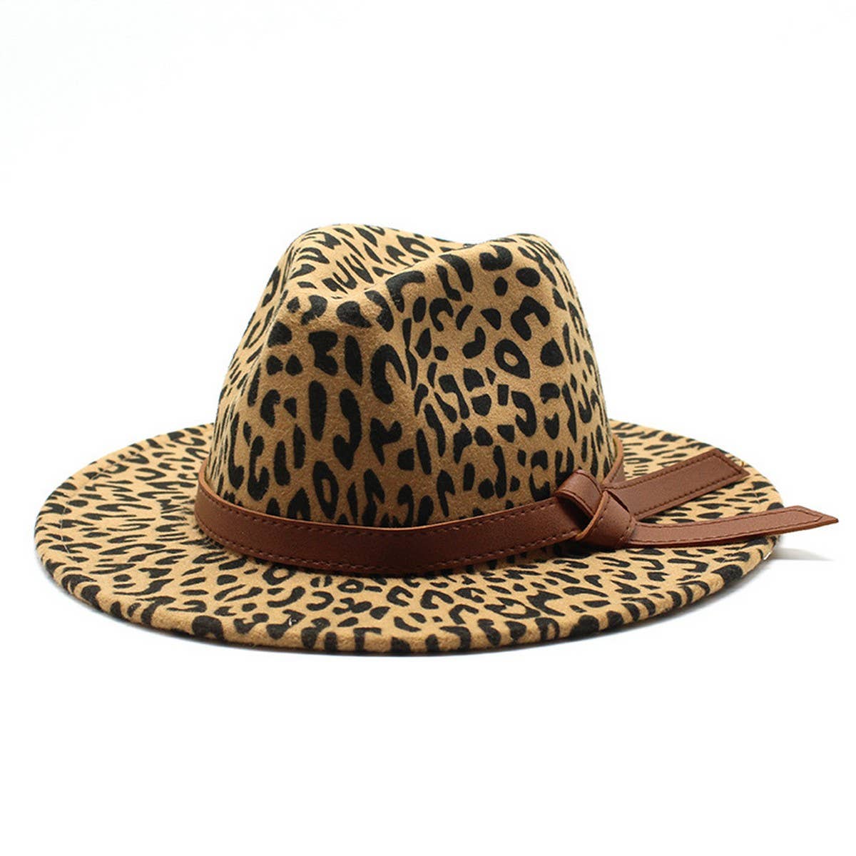 LEOPARD PRINT JAZZ HAT WOOLEN HAT WIDE BRIM HAT_CWAH2544