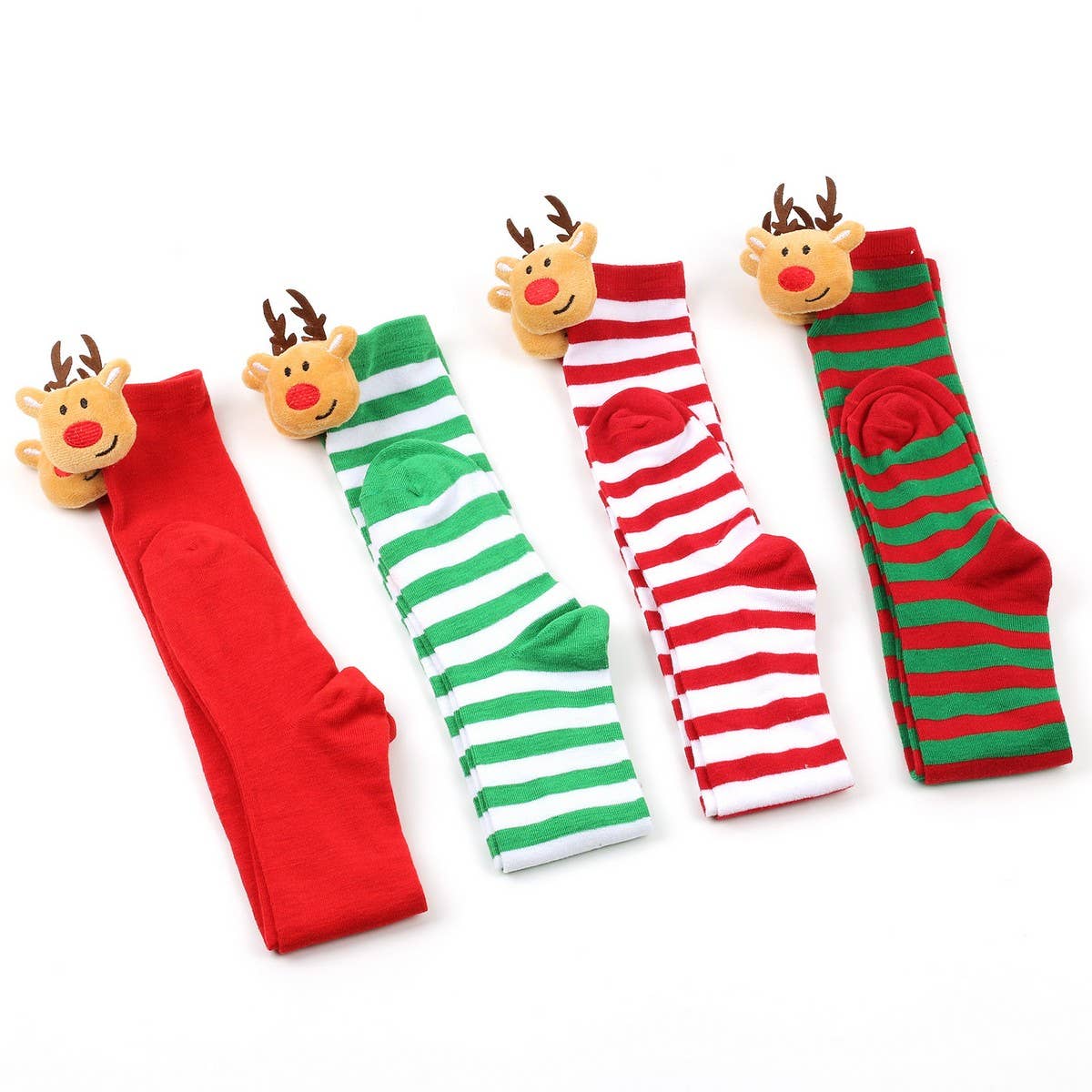 CWMS0806_Christmas Over The Knee Socks Elk Stripes