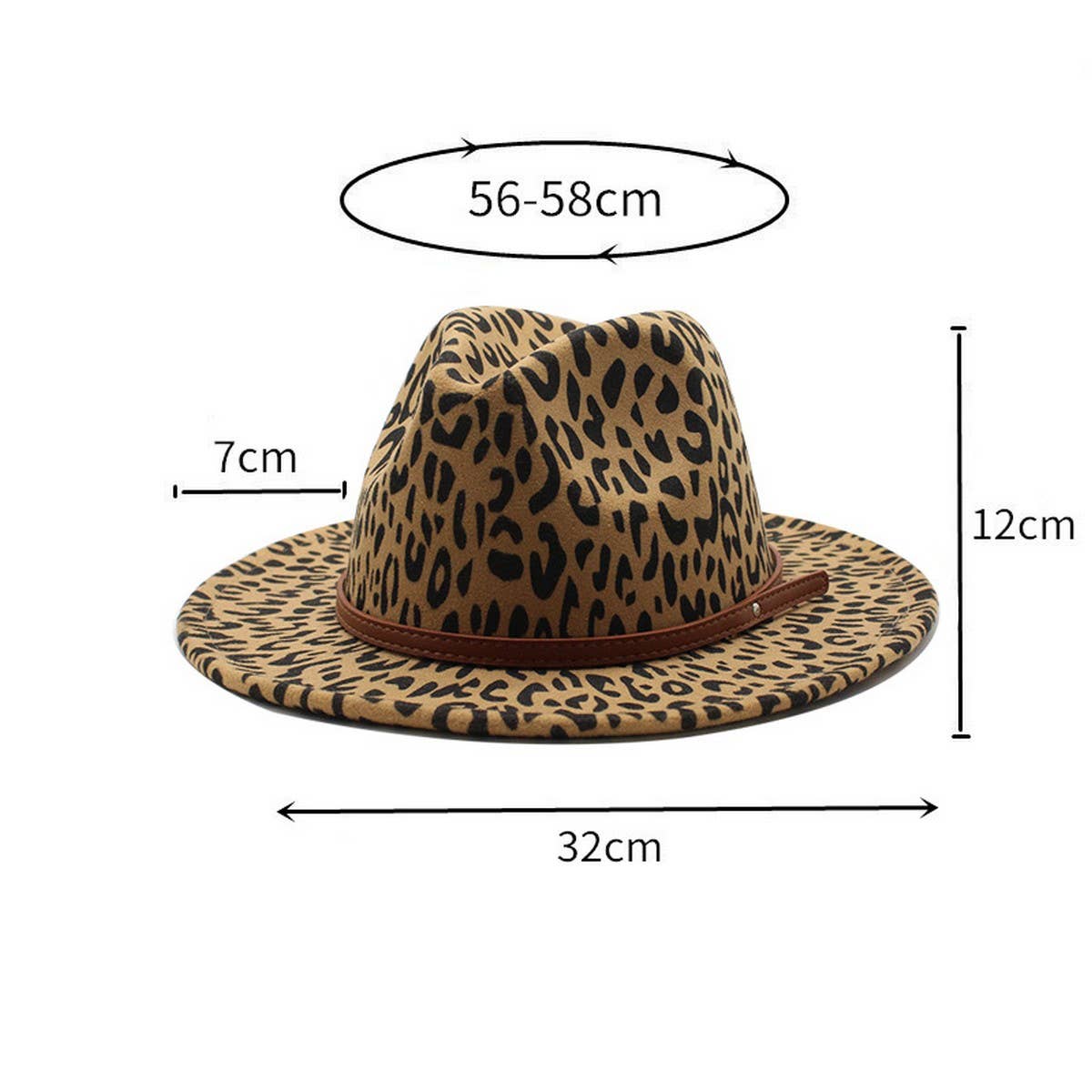 LEOPARD PRINT WOOLEN HAT WIDE BRIM JAZZ HAT_CWAH2534