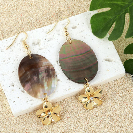 MINIMALIST NATURAL BLACK SHELL OVAL EARRINGS