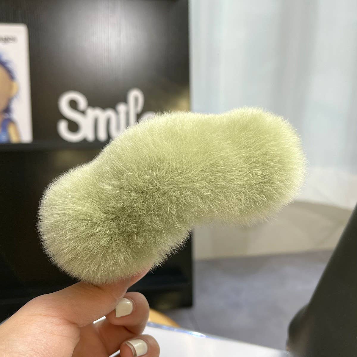 Fuzzy Bunny Fur Hair Claw, Large Lazy Style Clip