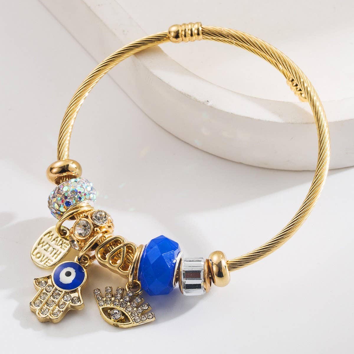 Adjustable Evil Eye Bracelet with Letter Charm_CWMM8568