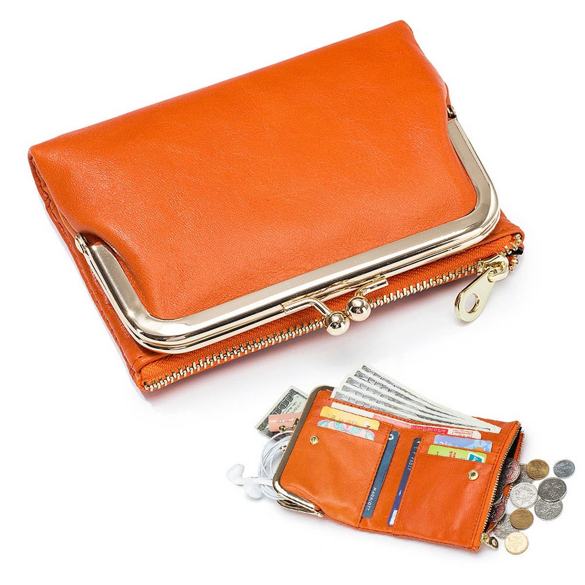 VINTAGE MULTIFUNCTIONAL CLUTCH SHORT LEATHER WALLET_CWAB3780