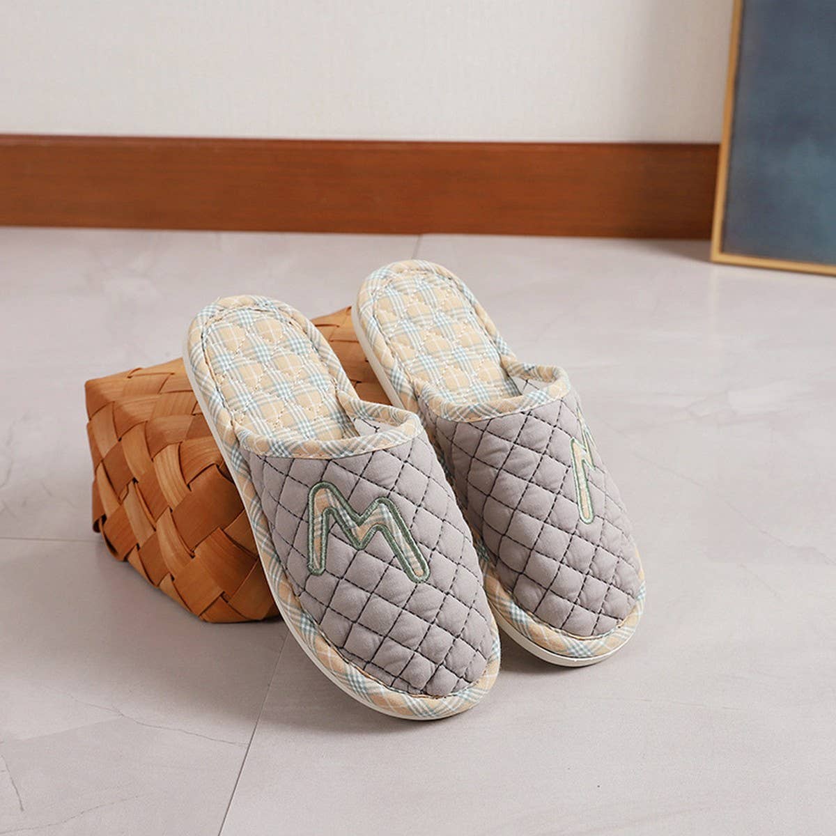 Thick Cotton PVC Sole Silent Couple Slippers