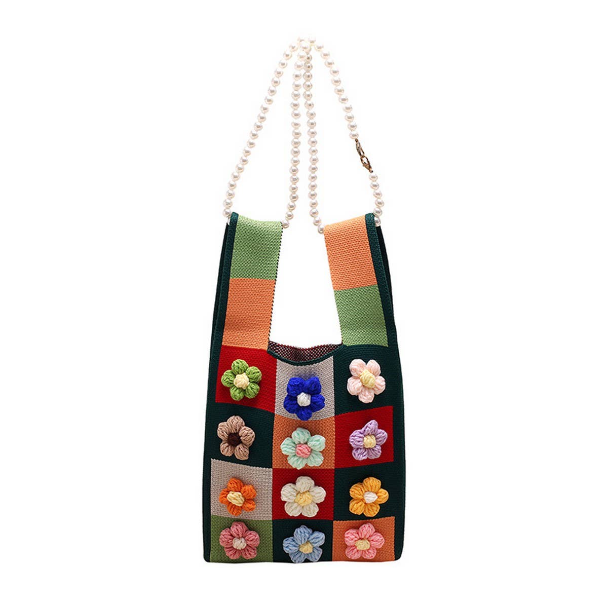 FASHION SIMPLE KNITTED FLOWER TOTE BAG_CWAB2419