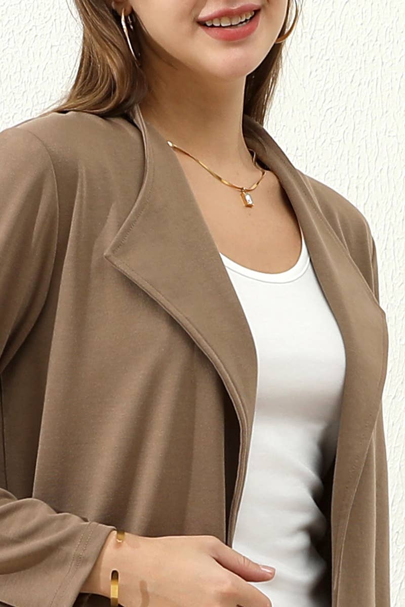 CWOCO153-P_DRAPE OPEN FRONT OFFICE TRENCH JACKET BLAZER