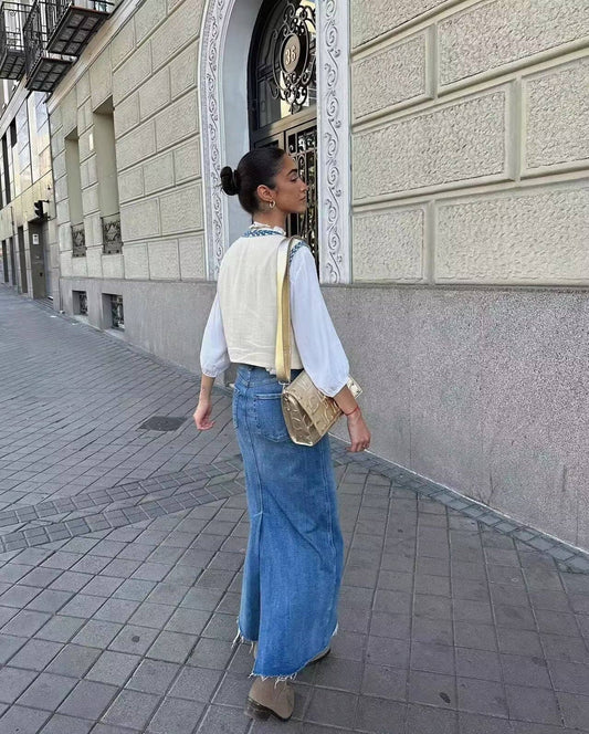 VINTAGE SLEEVELESS VEST WITH CONTRASTING CARDIGAN