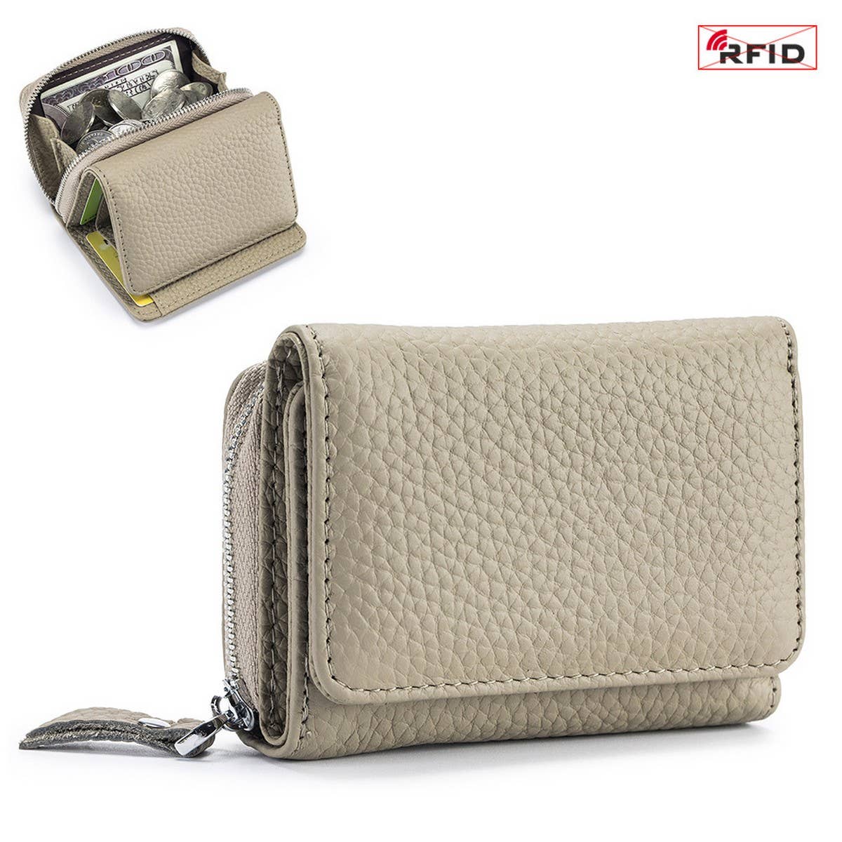 TRIFOLD MINI LARGE CAPACITY LEATHER WALLET_CWAB3703